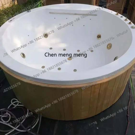 A17 Indoor and outdoor hot spring embedded bathtub acrylic wood frame round double surfing constant temperature jacuzzi