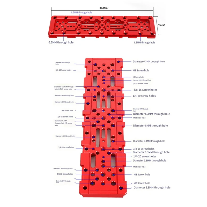 1 PCS Red Angeleyes 32080 Telescope Dovetail Mounting Plate Dovetail Mounting Fixing Plate