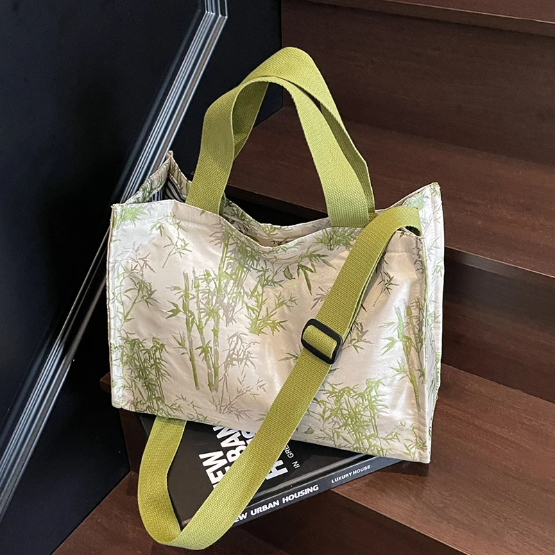 

Embroidery Canvas Handbag Fashion Eco Prints Cloth Shopping Bag Women Large Capacity Portable Tote Casual Shoulder Bags