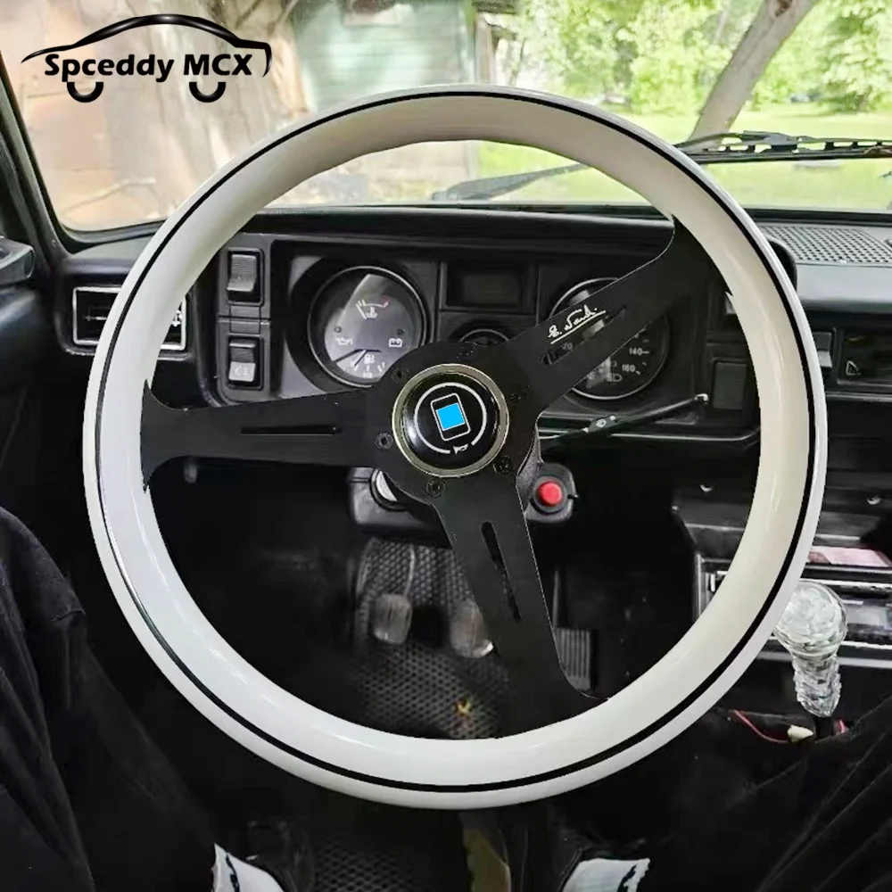 14inch 350mm ABS White Steering Wheel With Black Aluminum Bracket Car Sports Steering Wheel