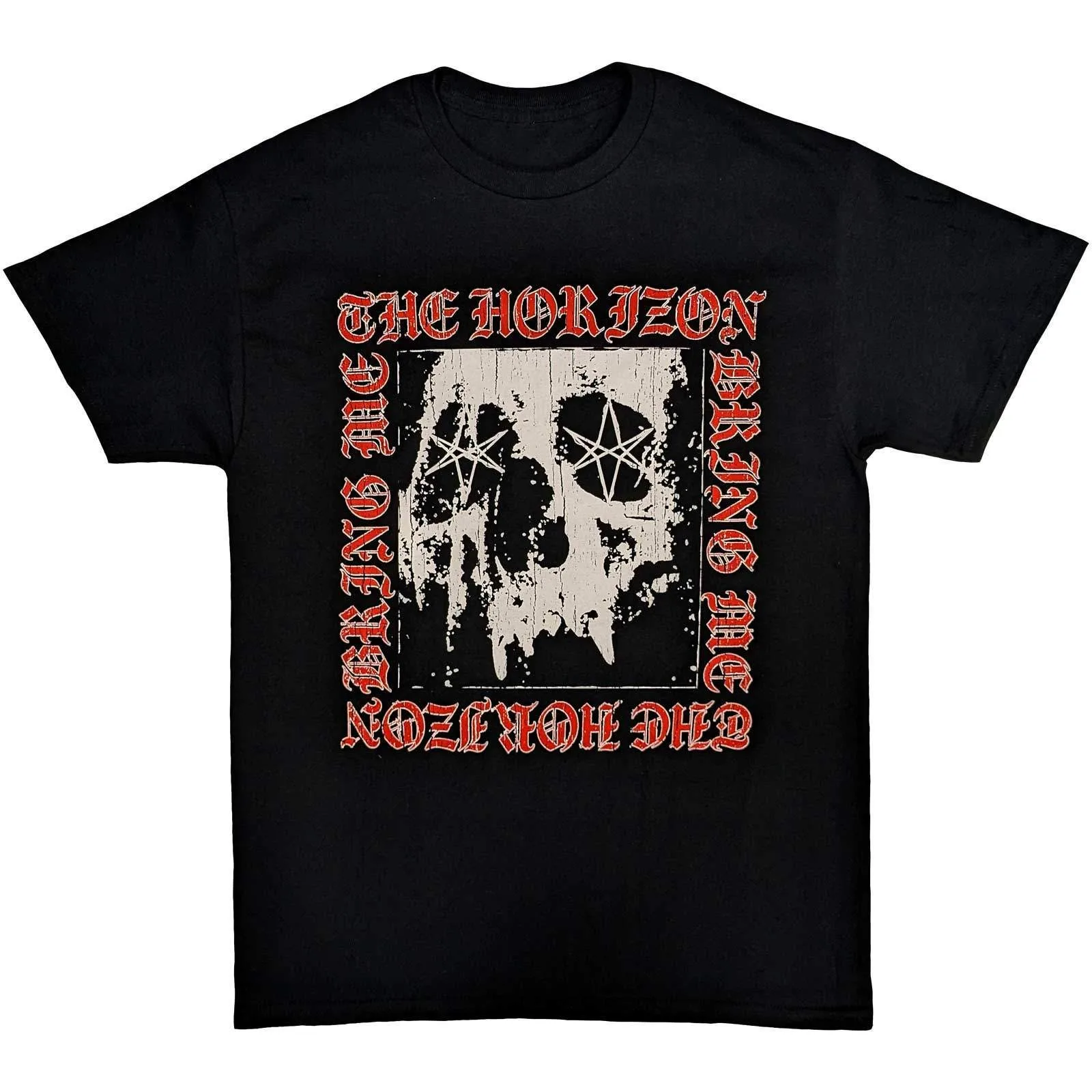 Bring Me The Horizon Skull Pentagram Grafik-T-Shirt, 100 % Baumwolle, Metalcore-Print-T-Shirt, Unisex Dark Hardcore Streetwear
