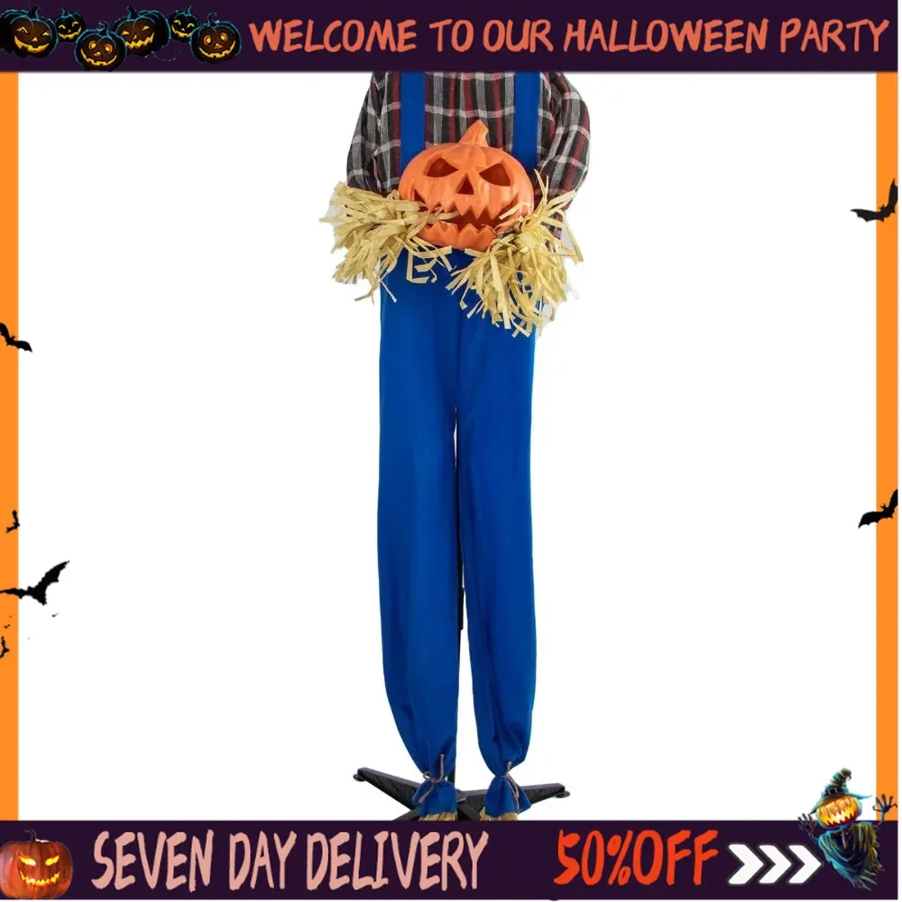 

Halloween 57-in. Animatronic Scarecrow Crow The Headless Indoor or Covered Outdoor Halloween Decoration Battery-Operated Moves