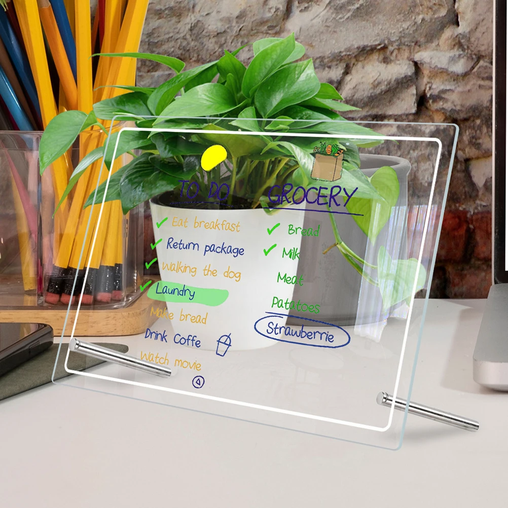 

Frameless Transparent Acrylic Message Board Memo Writing Board for Home Office Desktop School Supply