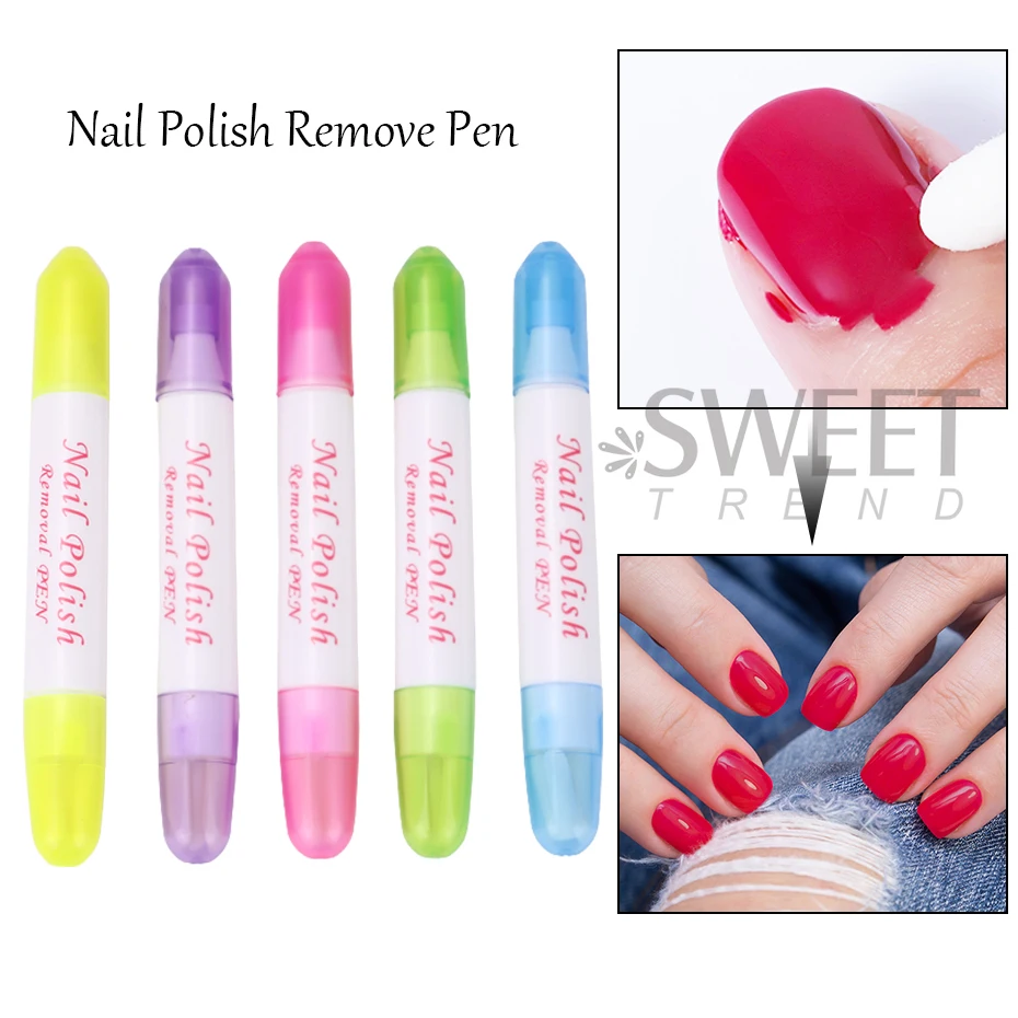 5pcs Nail Art Gel Nail Polish Remover Pen Manicure Cleaner Nail Polish Corrector Remover Pen UV Gel Polish Remover Wrap Tool