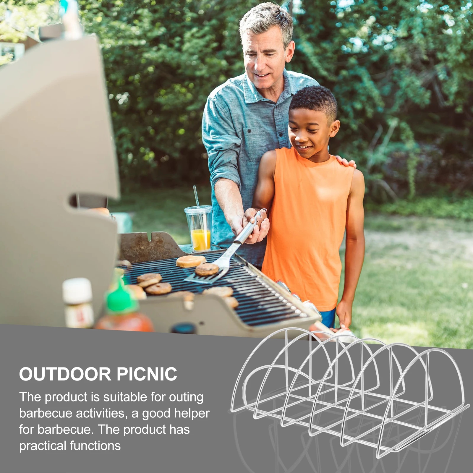 

Сетчатая стойка для барбекю из нержавеющей стали, гриль для приготовления пищи на открытом воздухе, инструмент для барбекю, легкий, прочный, практичная функция хранения
