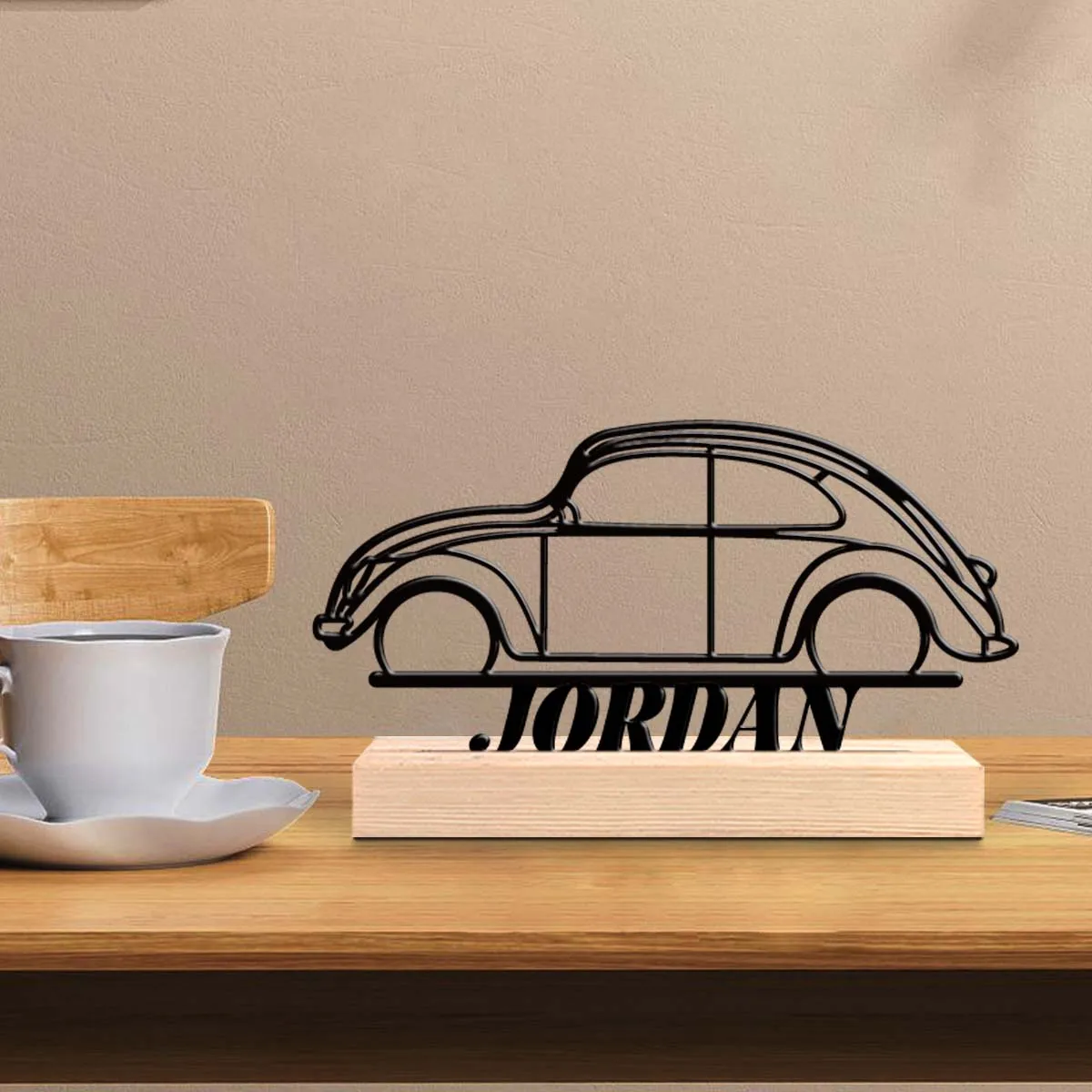 1pc Customized Metal Handicraft Ornaments Customizable Content With Wooden Base Unique Desktop Decoration Custom Gifts