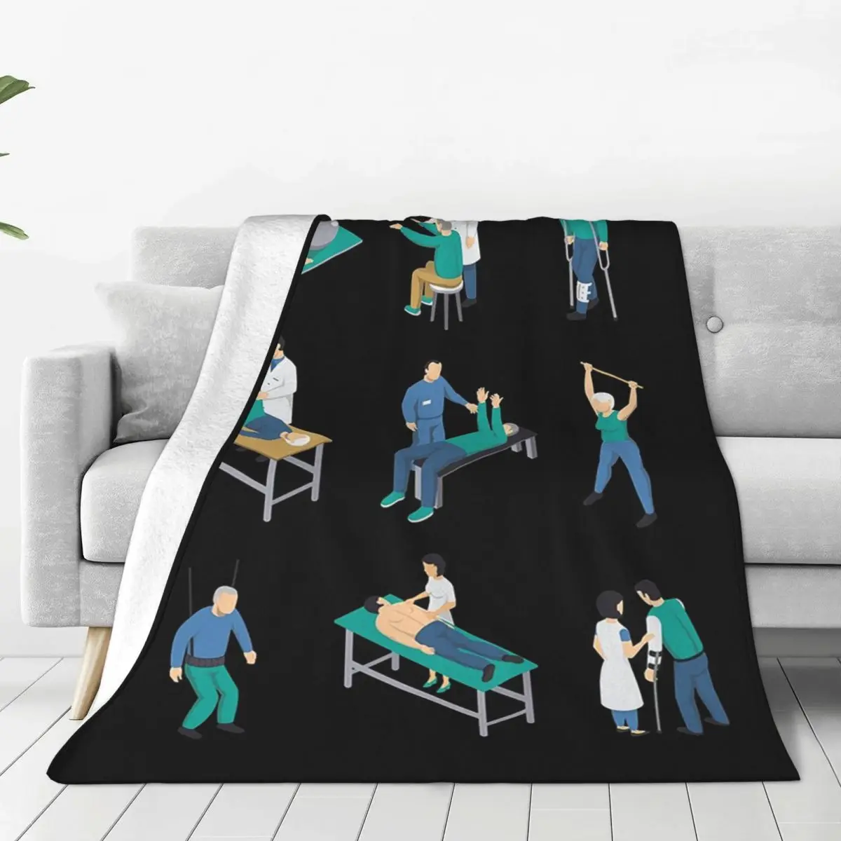 Physical Therapist Physiotherapist Health Care Gift Blanket Soft Warm Flannel Throw Blanket Bedspread for Bed Travel Home Couch