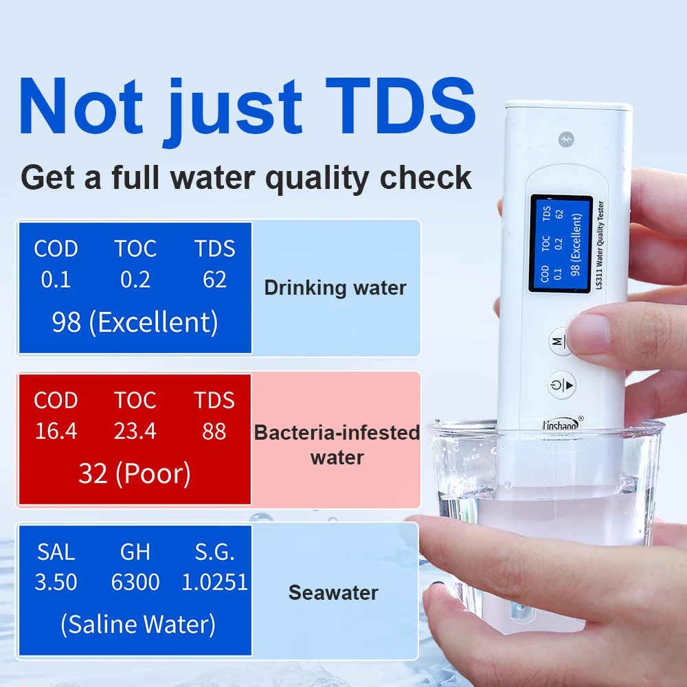 LS311 Multi Parameter Water Quality Tester for Drinking Water COD TDS Conductivity Saltness Hardness Aquaculture Sea Water Test view 2