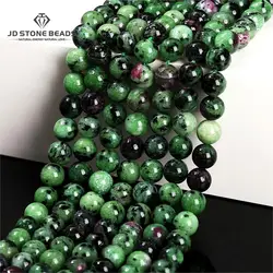 Natural Stone Green Ruby Zoisite Bead Round Loose Spacer Epidote 4 6 8 10mm For Jewelry Making Diy Necklace Bracelet Accessory