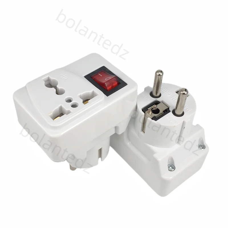 Universal EU Korea Extension Socket 1 Way Wall Power Outlet European Germany Plug Adapter Socket Converter With Switch 6A 250V