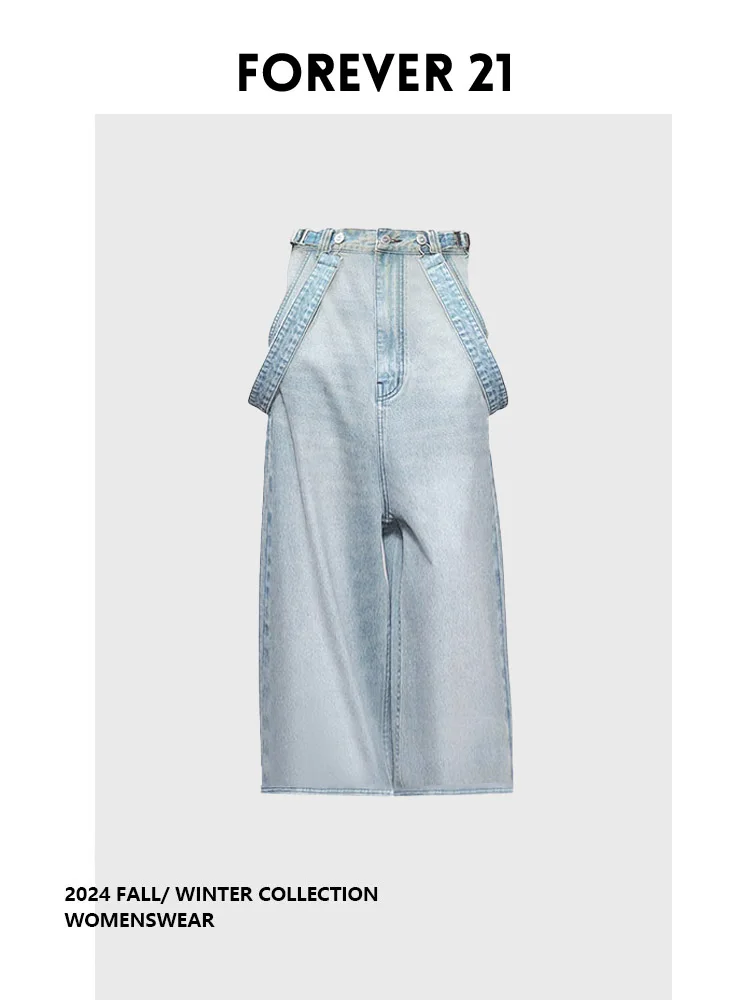 

Forever 2 American Retro Overalls Women Early Spring High Street Trend Straight Leg Wide Leg Jeans Retro Sle Ladies Trousers
