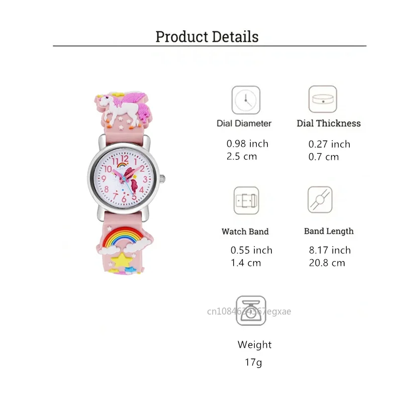 Cute Candy Color Silicone Strap Unicorn Pattern Quartz Children's Cartoon Watch Birthday Gift Kids Study Time Girl Watch Reloj