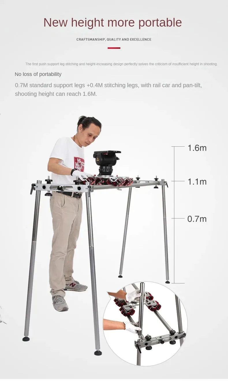 Jiepai DS200L プロカメラスライダードリー 75/100 ミリメートルボウル