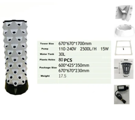 2022 Hydroponics Tower Grow System Growing Kit 6/8/10 Layers 48/64/80 Plants Site NFT Growing system Tower