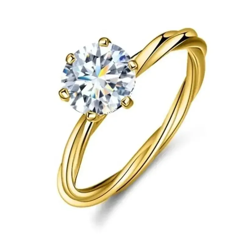 KNB 1CT Real Moissanite diamante retorcido anillos de vid para mujeres Original Plata de Ley 925 joyería de buenos de lujo de alta calidad