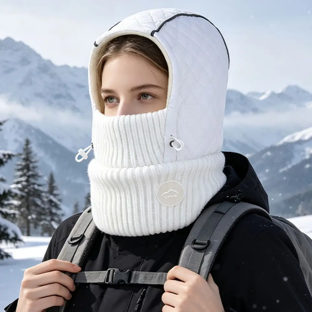 Thick Lined Balaclava Hat Mask Knit Breathable Fabric Knitted Face Mask Scarf Unisex Fit Ear Cover Design Windproof Cycling Cap