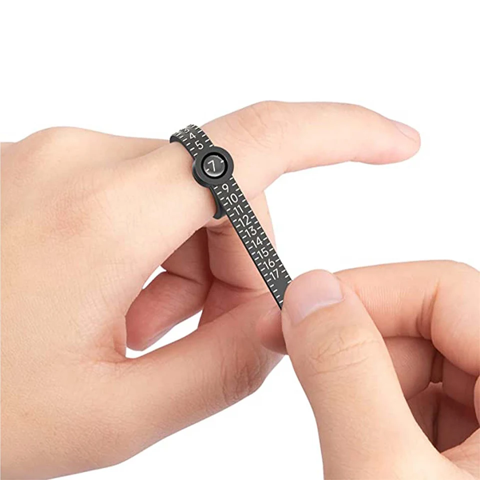 PHYHOO Us Uk EU Plastic Finger Size Band Gauge Ring Measurement Belt Adjustable Magnifier Ring Sizer for Women Men