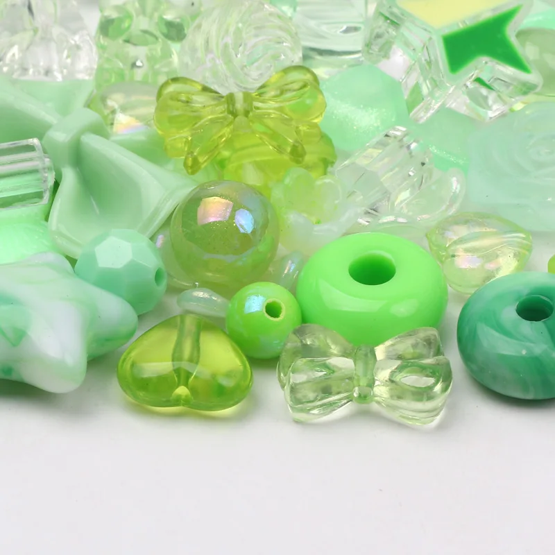 20g Transparent Green Star Love Heart Bear Round Flower Bowknot Faceted Acrylic Beads For Jewelry Making DIY Jewelry Accessories