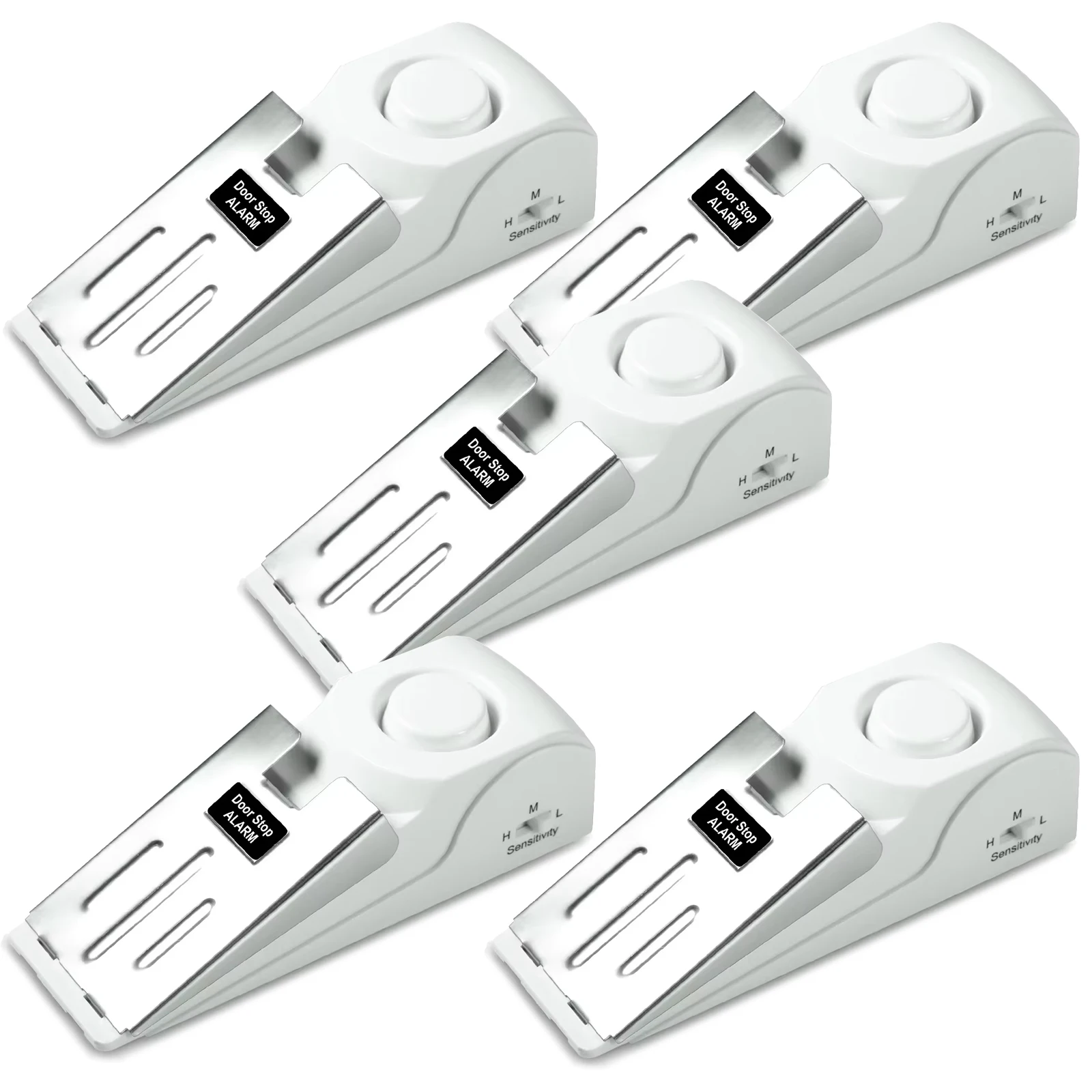5Pcs Portable 120dB Door Stop Alarm Security Wedge Door Stopper 3 Sensitivity Levels Anti-Theft Door Alarm for Travel Hotel