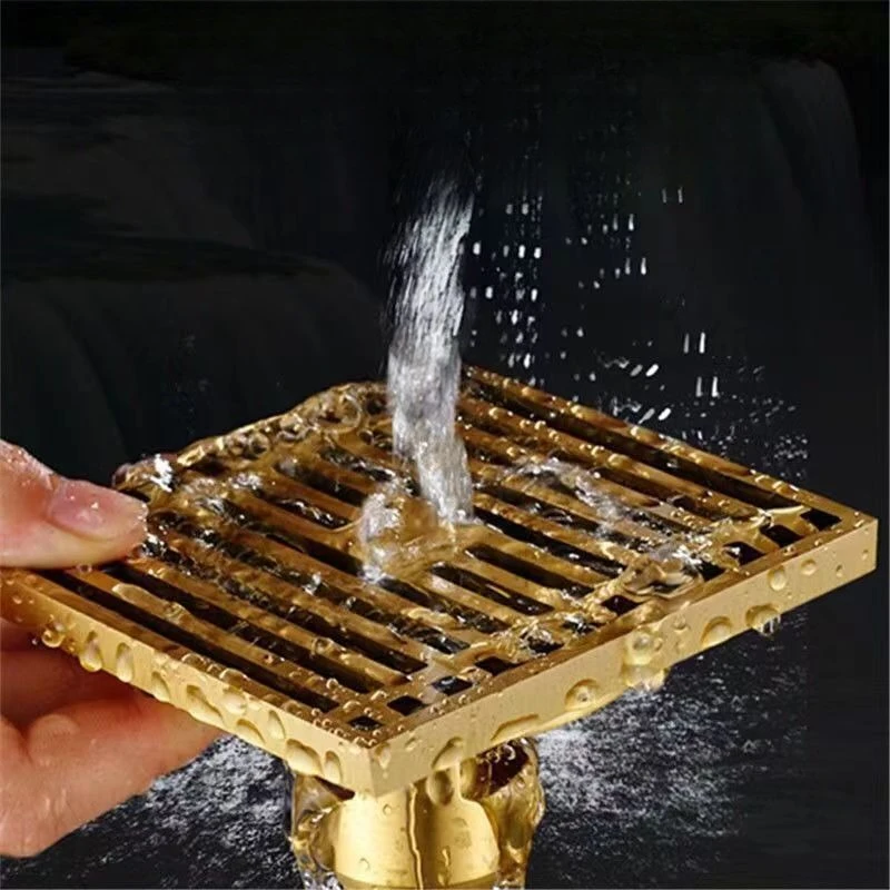 Anti-Odor Brass Floor Drain Dual Use Universal Shower Trap Filter All Copper Drain Core Thickened Drain Valve Cover 10x10cm