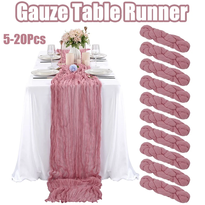 5-20Pcs Gauze Table Runner Rustic Boho Table Runner Cheesecloth Table Cover for Wedding/Party/Banquets Arches Table Decor