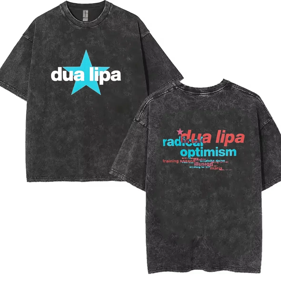 2025 American retro washed old heavy cotton solid color short-sleeved Tshirt summer loose top tide washed T-shirt dua lipa fans