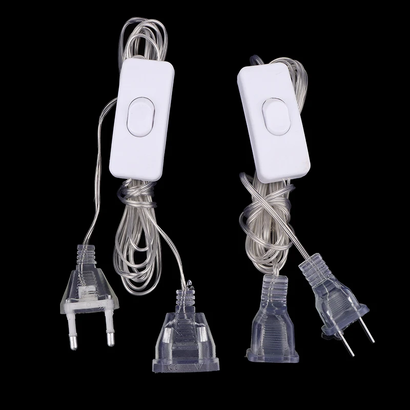 Plug Extender Wire com Switch, UE e EUA Plug, LED String Light, Casamento, Decoração de Natal, Guirlanda de Luzes, 1Pc, 3m