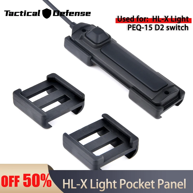 Tactical HL-X flashlight Pocket Panel PEQ-15 D2 Nylon Pressure Pad Weapon Light Switch Slot Fit 20MM Picatinny Rail Mlok Keymod