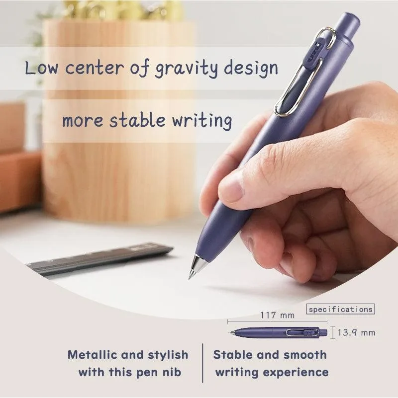 قلم جل Uni-ball ONE P (UMN-SP) سريع الجفاف 0.38/0.5 مم - حبر أسود عميق برميل قصير، محمول صغير للطلاب يوميات Note T #3