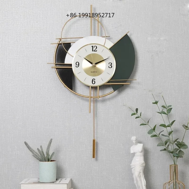 Modern Wall Clock Luxury Metal Pendulum Clock Interior Elegant Decorative Wall Clocks Nordic Living Room Art Decorations Watch