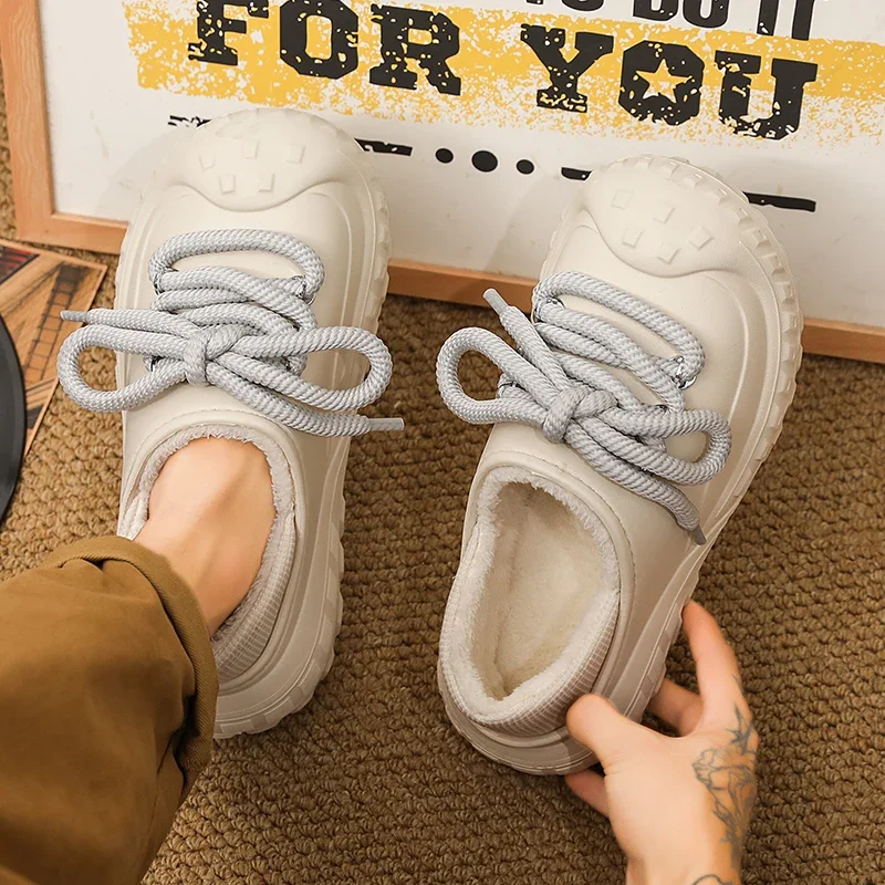 

Couple Style Cotton Slippers for Men and Women 2025 Winter New Indoor Thick-Soled Fleece-Lined Thickened Warm Outer Wear Baoto