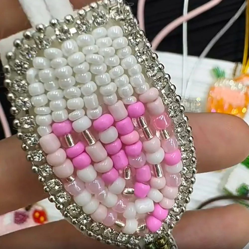 Creative Tall Glass Cocktail Hanging Rope Keychain 3d Handmade Rhinestone Beaded Patches Crystal Bag Lanyard Hanging Decoration