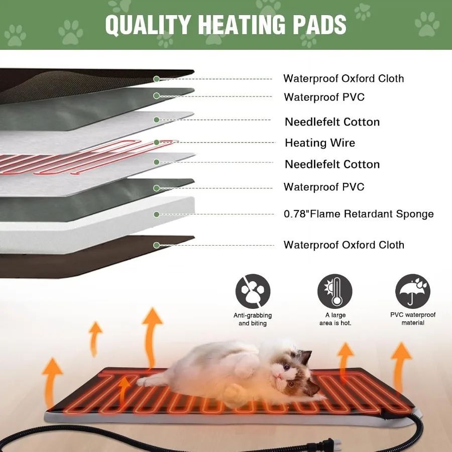 Heated Outdoor Cat House Insulated Weatherproof Feral Cat Shelter with Heating Pad in Winter 2-Layer Large Kitten Condo with Es