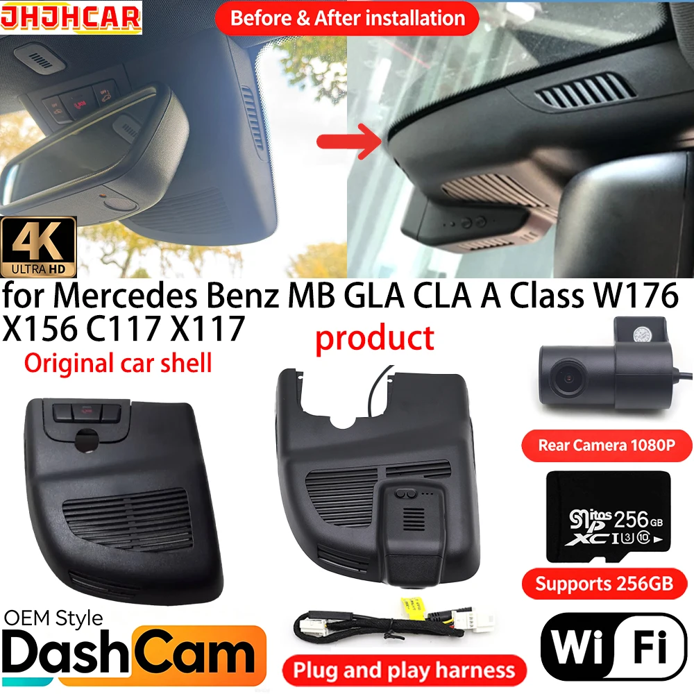 for Mercedes Benz MB GLA CLA A Class W176 X156 C117 X117 ﻿Wifi OEM DVR 4K Dash Cam Front Rear Camera Night Vision Video Recorder