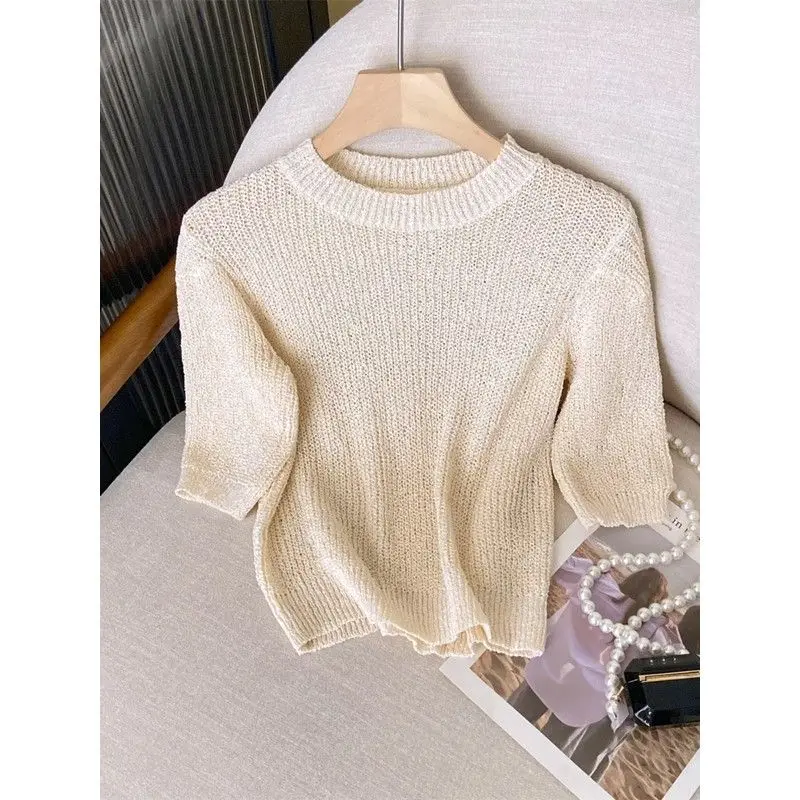 

Female Versatile Pullover Knit T-Shirt Woman Summer Short Sleeve V-Neck Tees Tops Clothing Fashion Casual Tops Pullover Q513