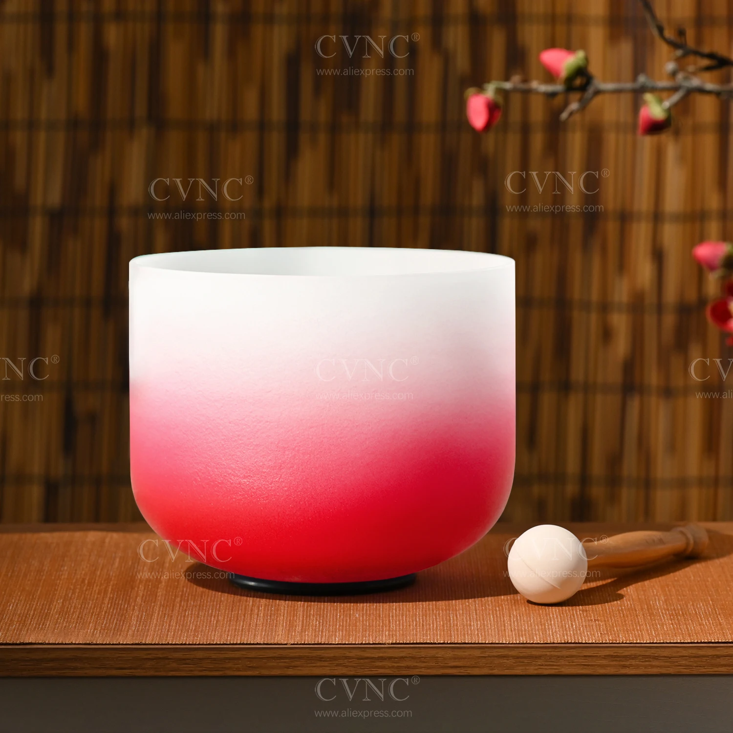 

CVNC 8 Inch C Note Half Color Aria Gradient Design Frosted Quartz Crystal Singing Bowl Root Chakra for Sound Healing with Mallet