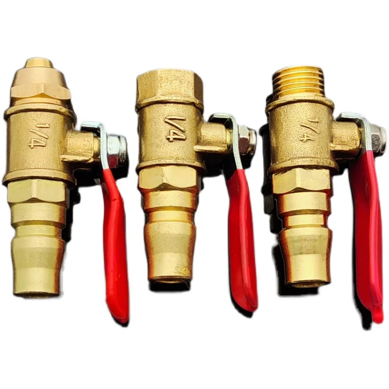 

C Type Quick Connector Plug 1/4" BSP Female Male Thread Brass Shut Off Ball Valve with Red Handle