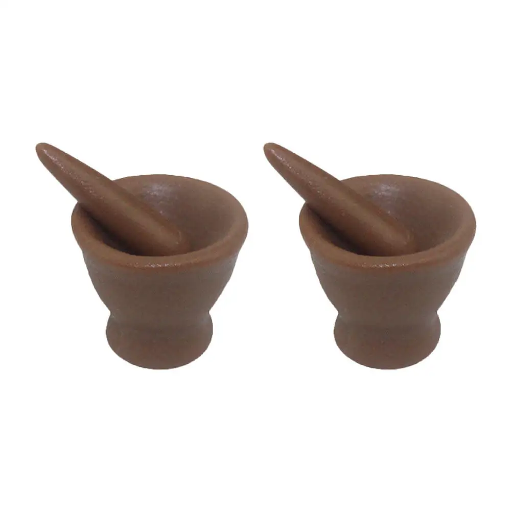 

2Pcs Lovely Mini Resin Garlic Grinders Props Dollhouse Decor Broom Miniature Garlic Grinders for Photography Home Decoration