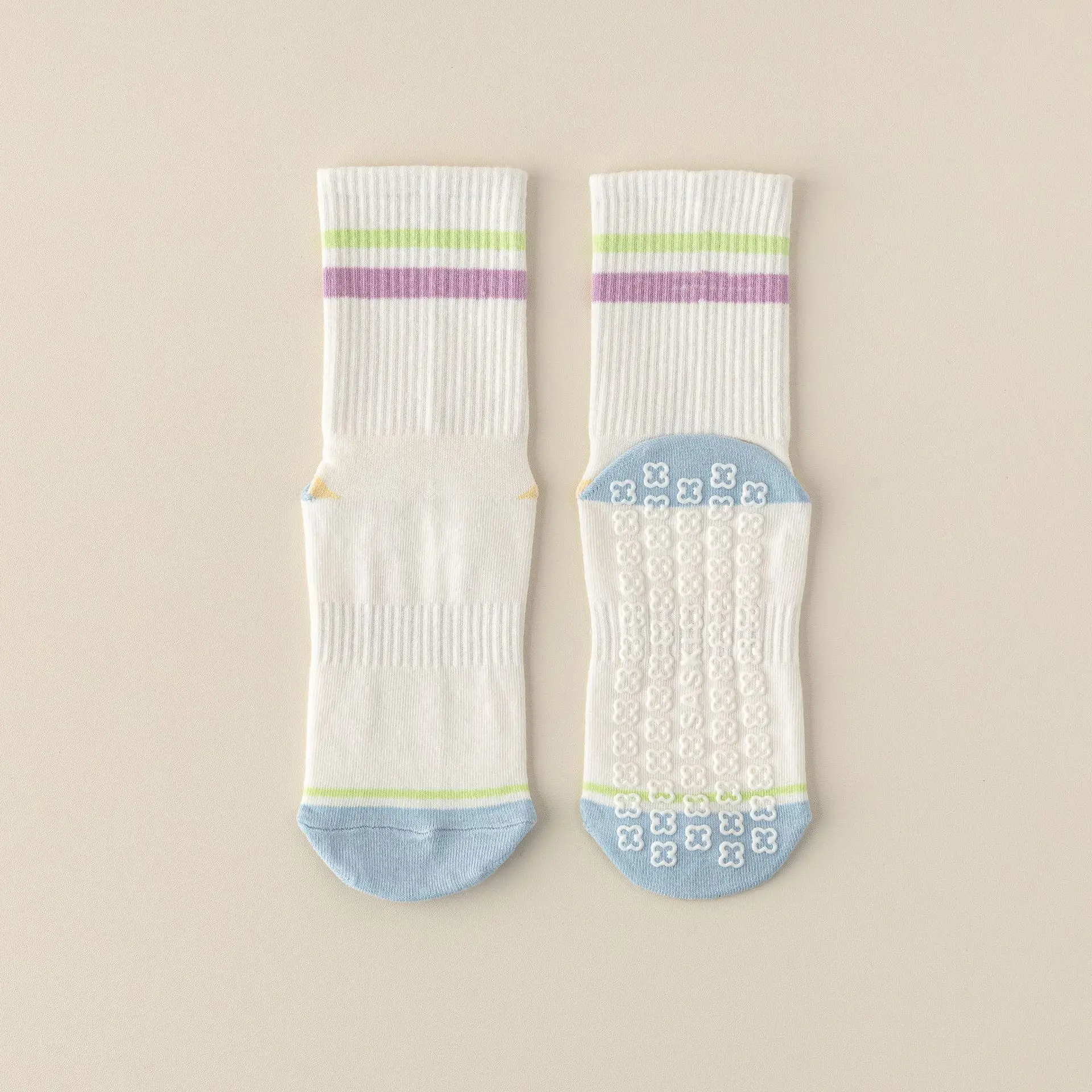 

2 пары нескользящих носков-тапочек, домашние летние силиконовые противоскользящие дышащие женские тапочки до середины икры для занятий спортом, раздвижные 3W92