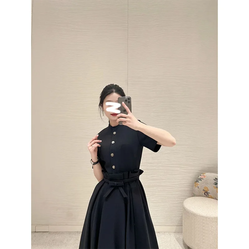 Women\'s Silk Wool Short Dress, Korean Fashion, High Waist, Luxury Designer Clothing, Spring, Summer, 2023