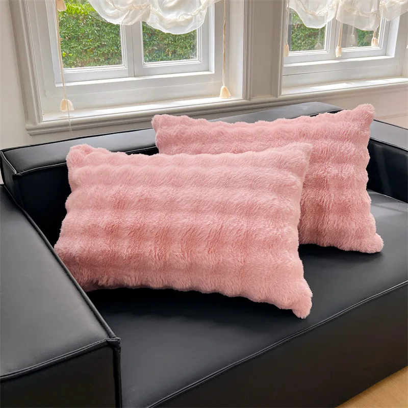 

Winter Plush Pillow Cover Fluffy Velvet Body Cushion Pink Soft Decorative Sleeping Pillowcase Bed Sofa Throw Room Decor Item
