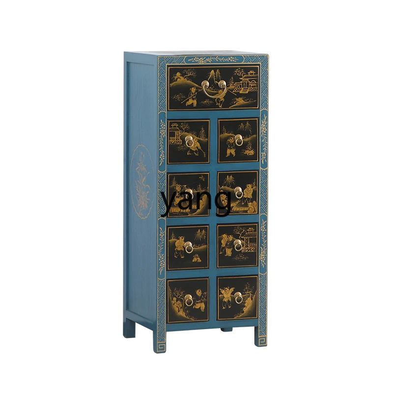

LH new Chinese-style painted chest cabinet antique solid wood entrance decoration living room bedroom storage cabinet