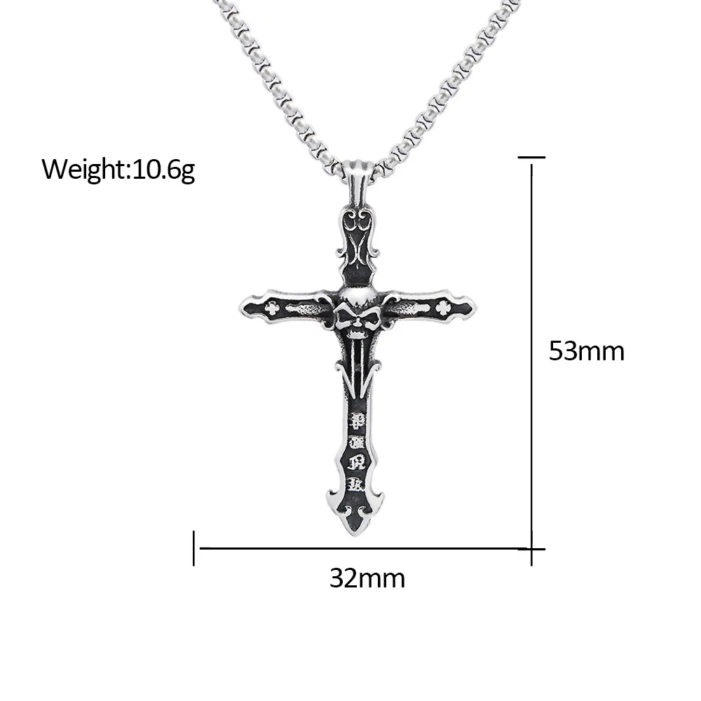 100pcs/lot stainless steel fashionable retro cross pendant, vintage and personalized men's skull necklace pendant in stock