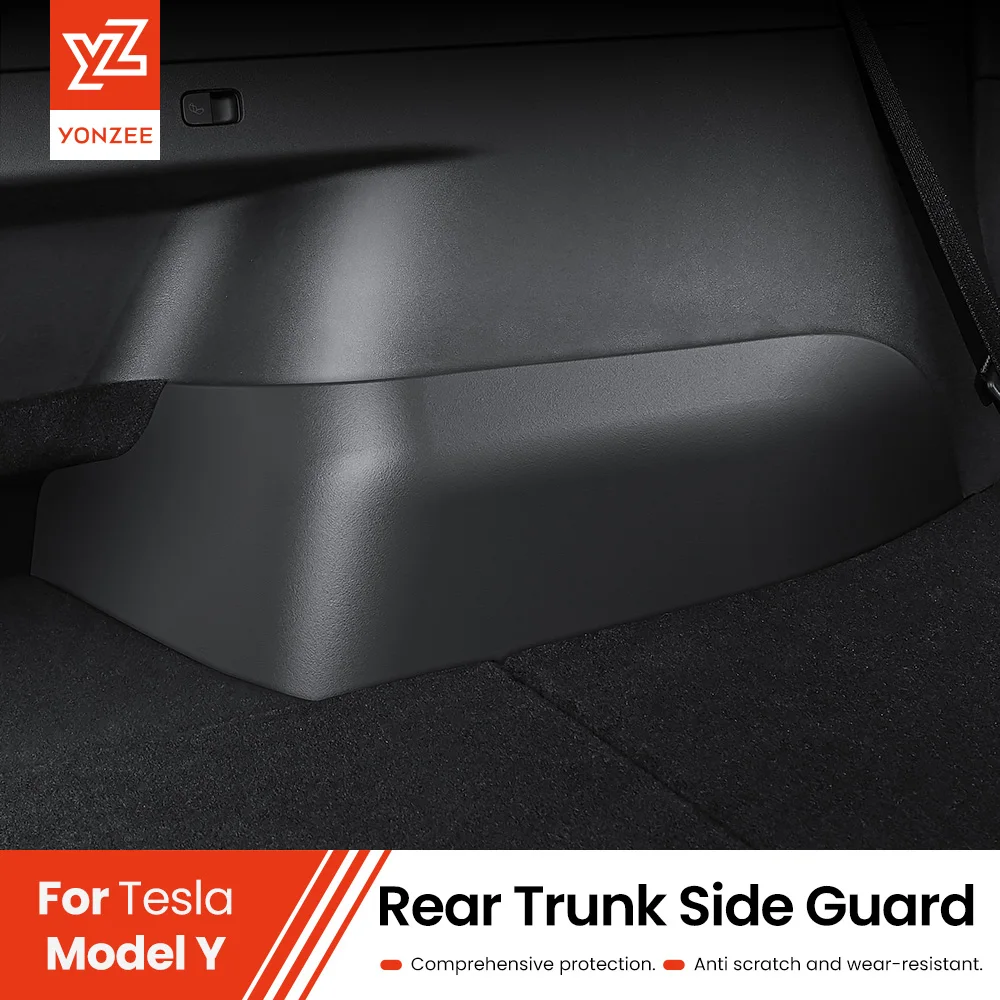 YZ For Tesla Model Y 2021-2023 Rear Trunk Side Guards TPE Cover Fluff Surface Corner Protection Shell Rear Trunk Protector