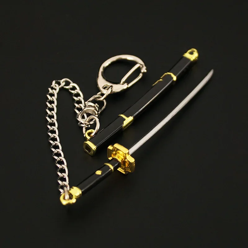 Porte-clés de dessin animé Roronoa Zoro, arme de 9cm, modèle en métal Katana samouraï, couteau épée, cadeaux, jouets pour garçons, Collection