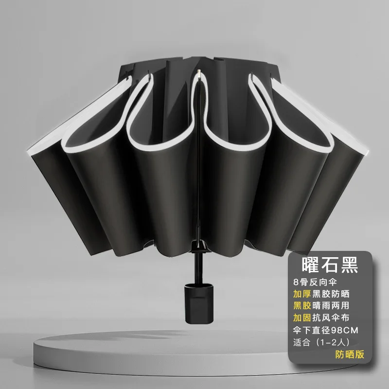 72-Bone automatic umbrella male large three-person folding black business high-end wooden handle parasol custom advertising