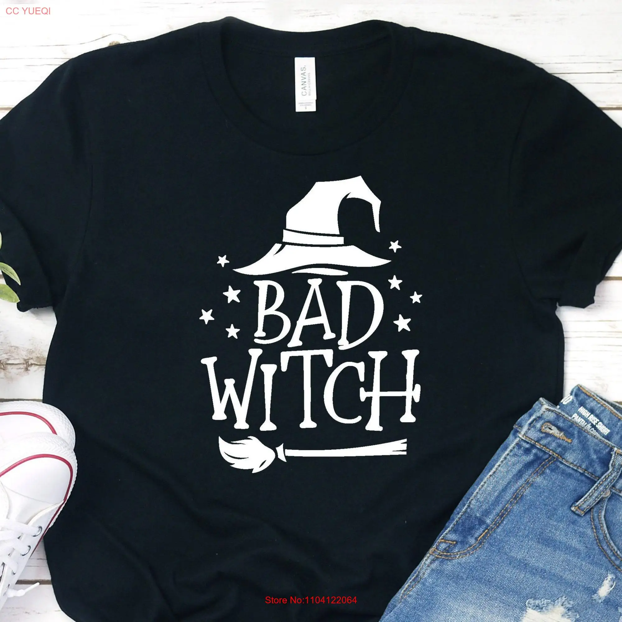 Женская футболка с коротким или длинным рукавом и принтом ведьмы