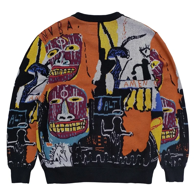 New Winter Autumn High Street WACKO MARIA Men's Women's Cardigan Knitted Sweater 1:1 Graffiti Casual Cotton V-Neck Sweater