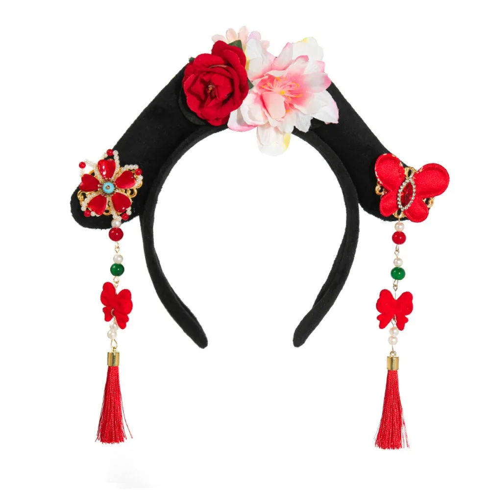 Sweet Hanfu Flower Headband Long Tassel Butterfly Chinese Style Hair Hoop Hair Accessories Chinese Knot Children Hair Bands