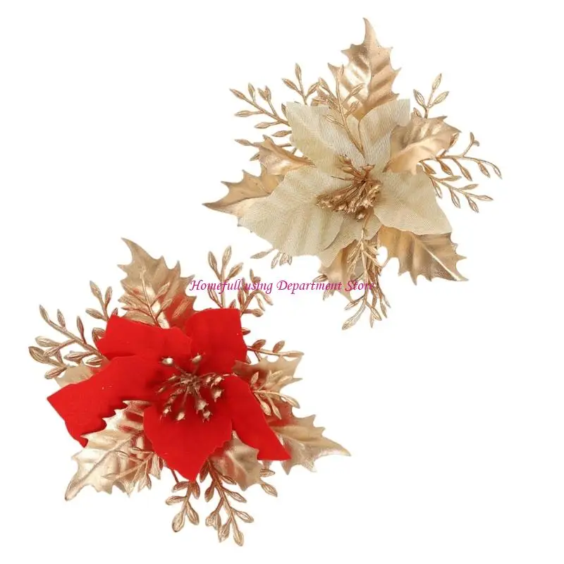 

Christmas Tree Decoration Poinsettia Flower Artificial Christmas Flower for Wreath Home Holiday Party Decoration